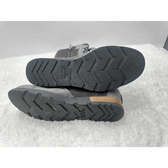 Sorel Major Maverick Grey and Black Leather Lace Up Mid Calf Boots Size 7.5 - Picture 5 of 11